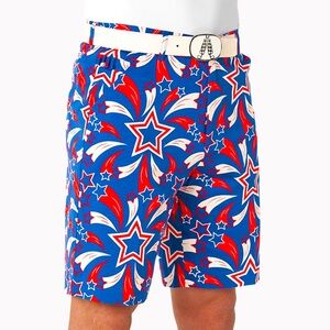Royal And Awesome Golf Shorts Size 36 USA July 4 Stars